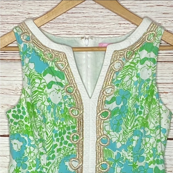 Lilly Pulitzer Janice Shift Dress in Limeade It’s a Zoo Sz 00 - Picture 6 of 14